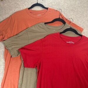 Eddie Bauer Mens Large T-Shirt Bundle Red Orange Olive Green Cotton Blend SU7154